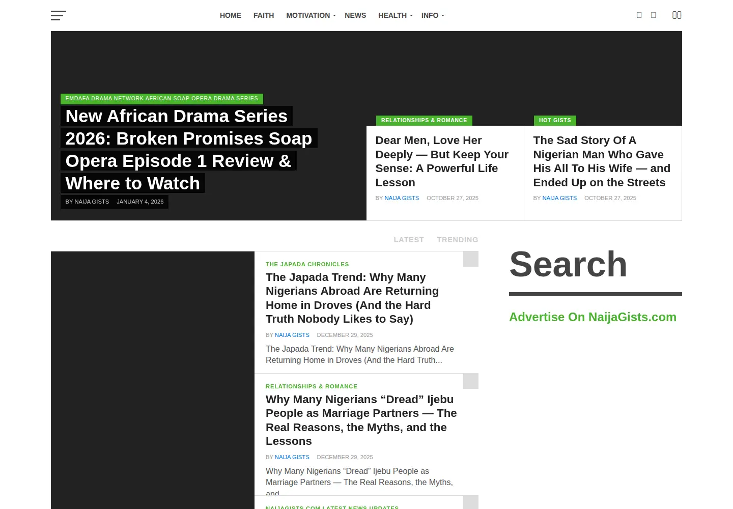 Screenshot of naijagists.com