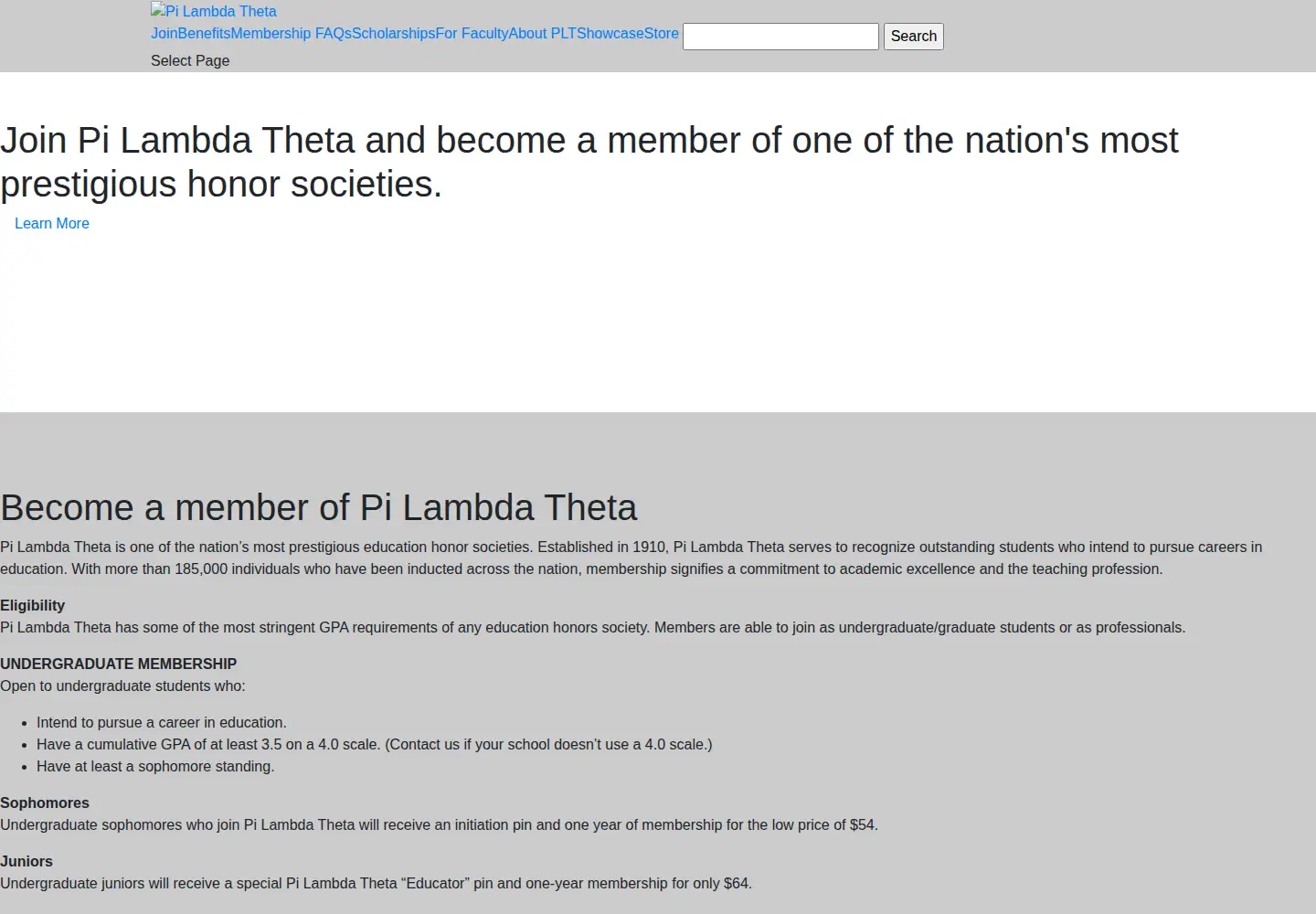 Captured homepage of pilambda.org in the current scan