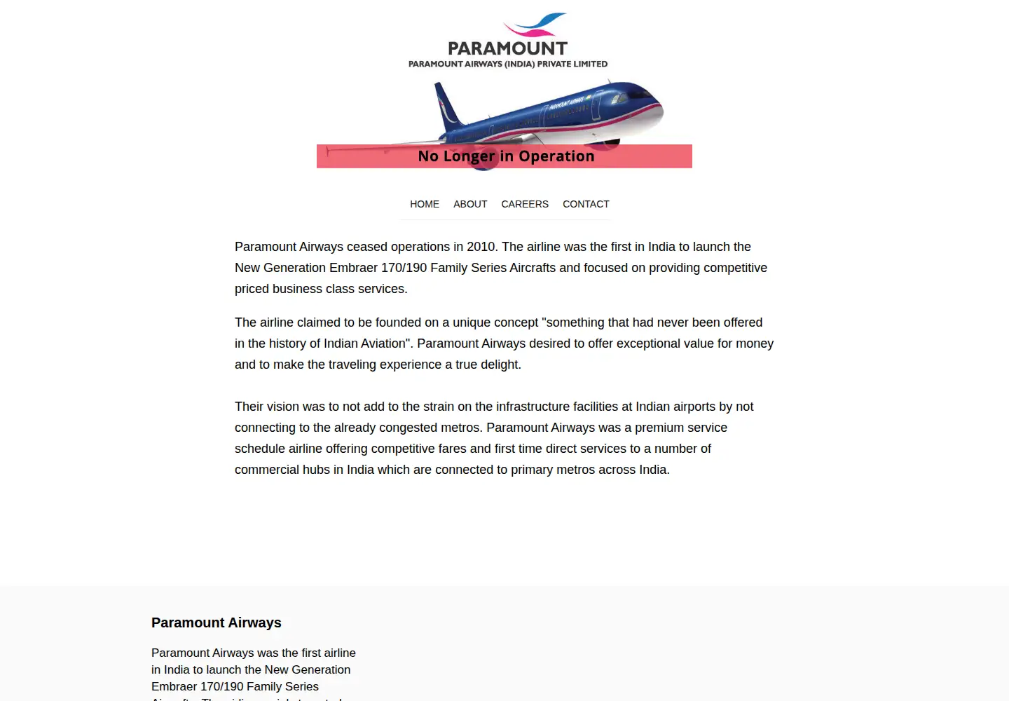 Screenshot of paramountairways.com