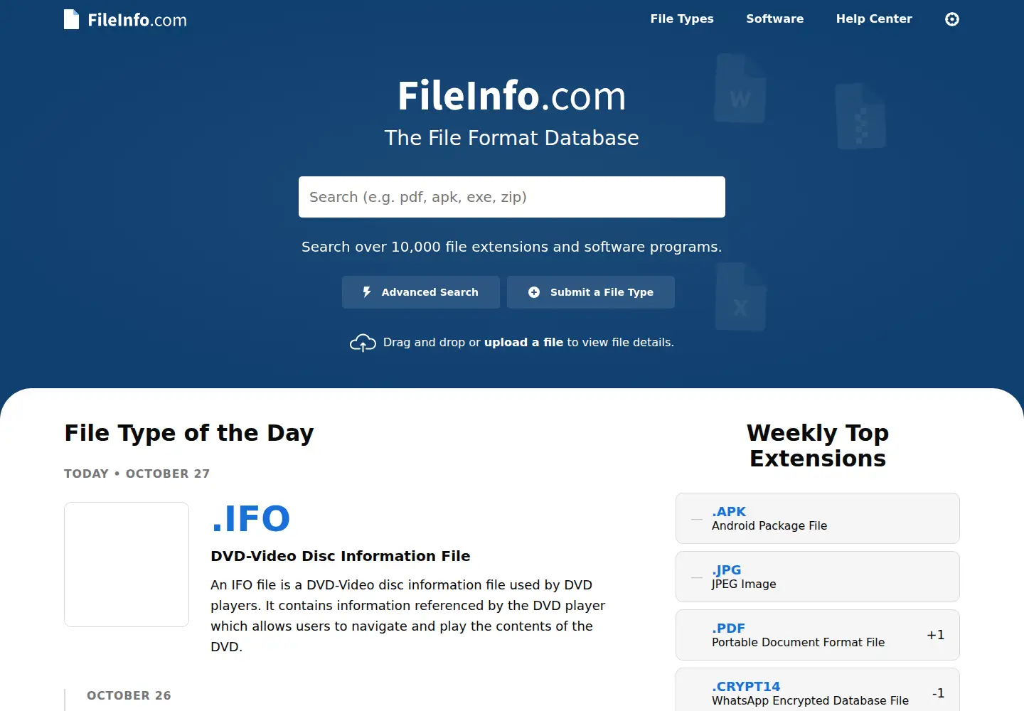 Screenshot of fileinfo.net