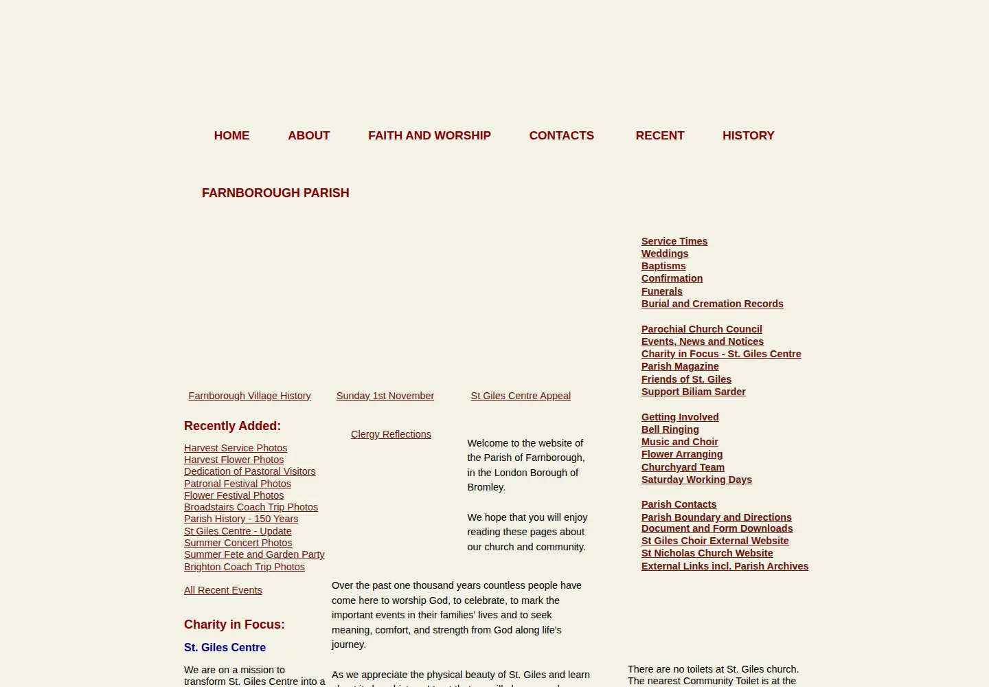 Captured homepage of farnborough-kent-parish.org.uk in the current scan