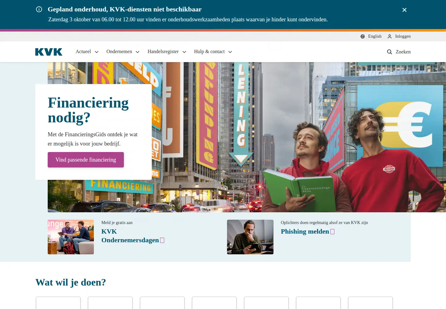 Screenshot of kvk.nl