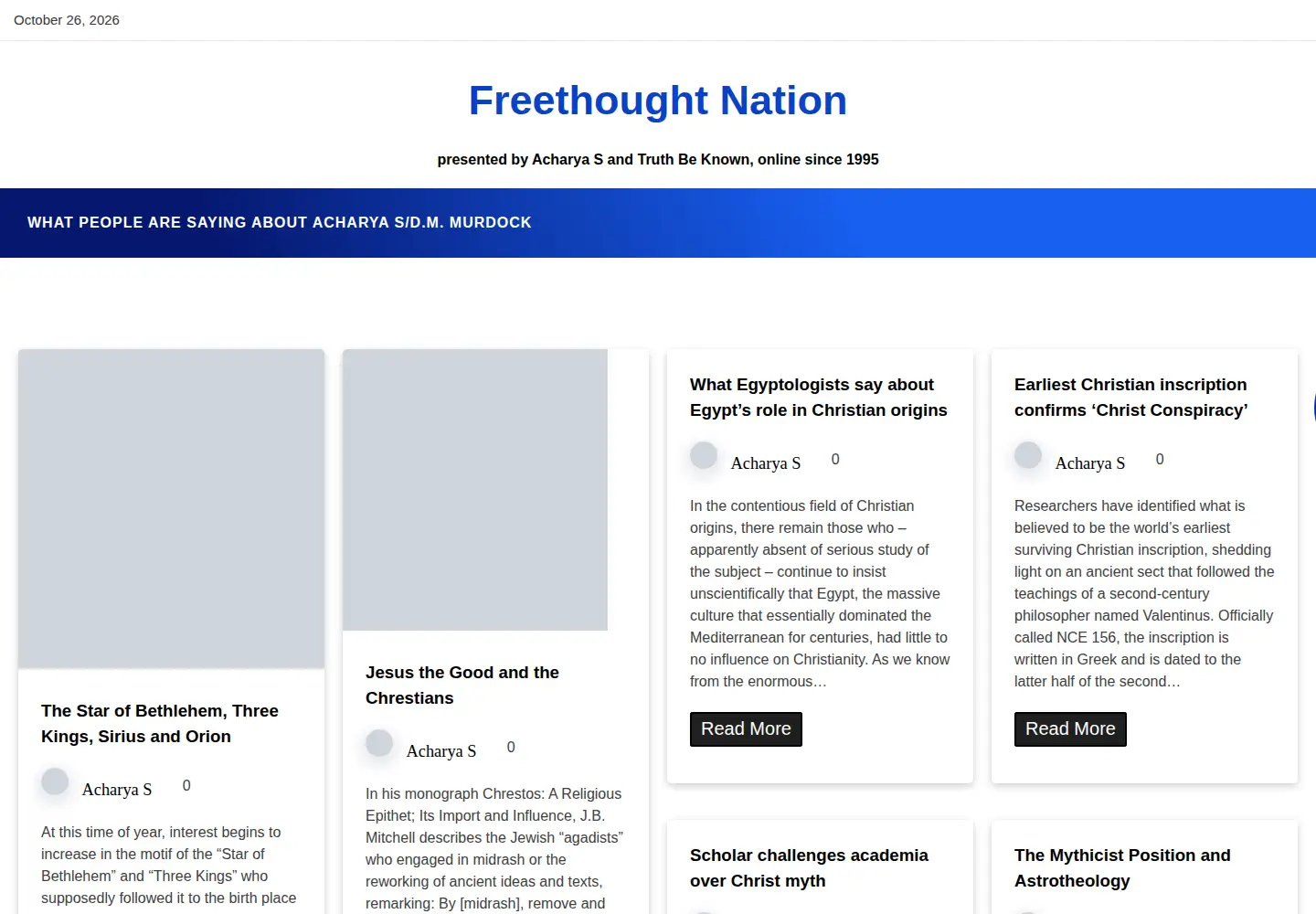 Captured homepage of freethoughtnation.com in the current scan