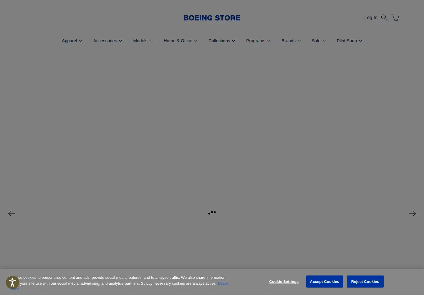 Captured homepage of boeingstore.com in the current scan