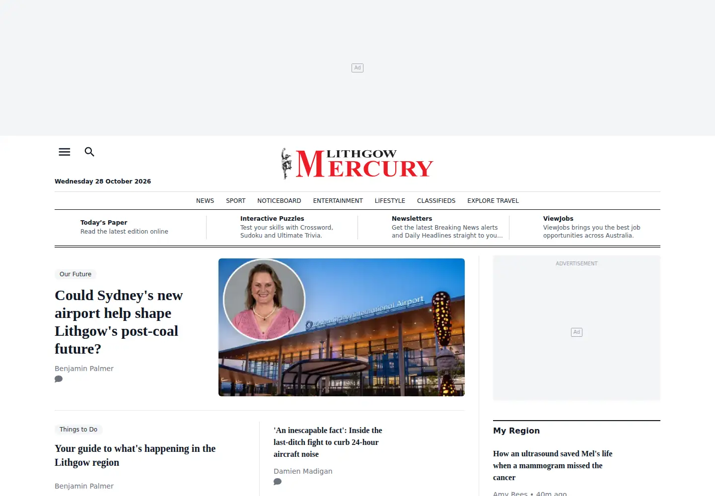 Captured homepage of lithgowmercury.com.au in the current scan
