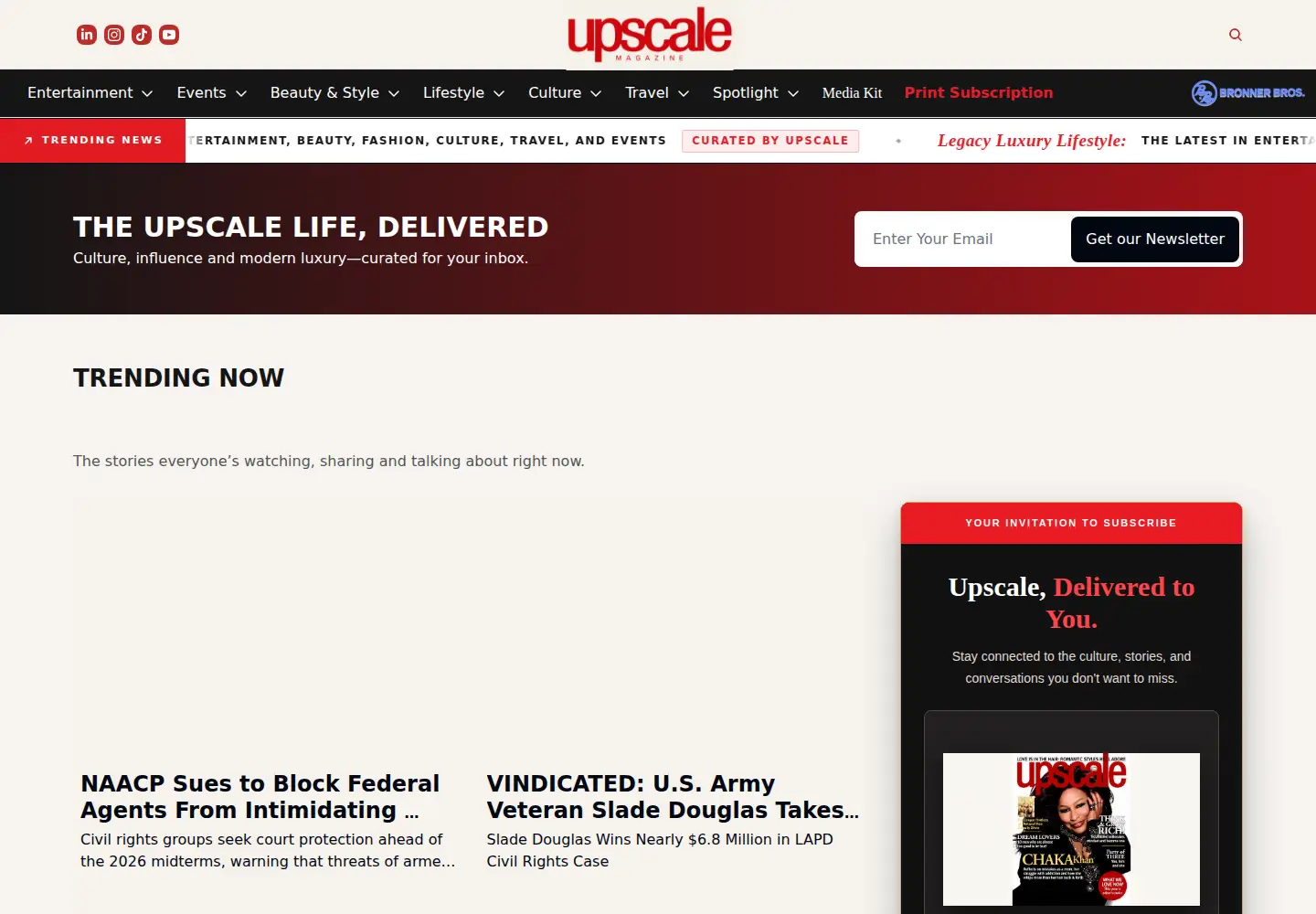 Screenshot of upscalemagazine.com