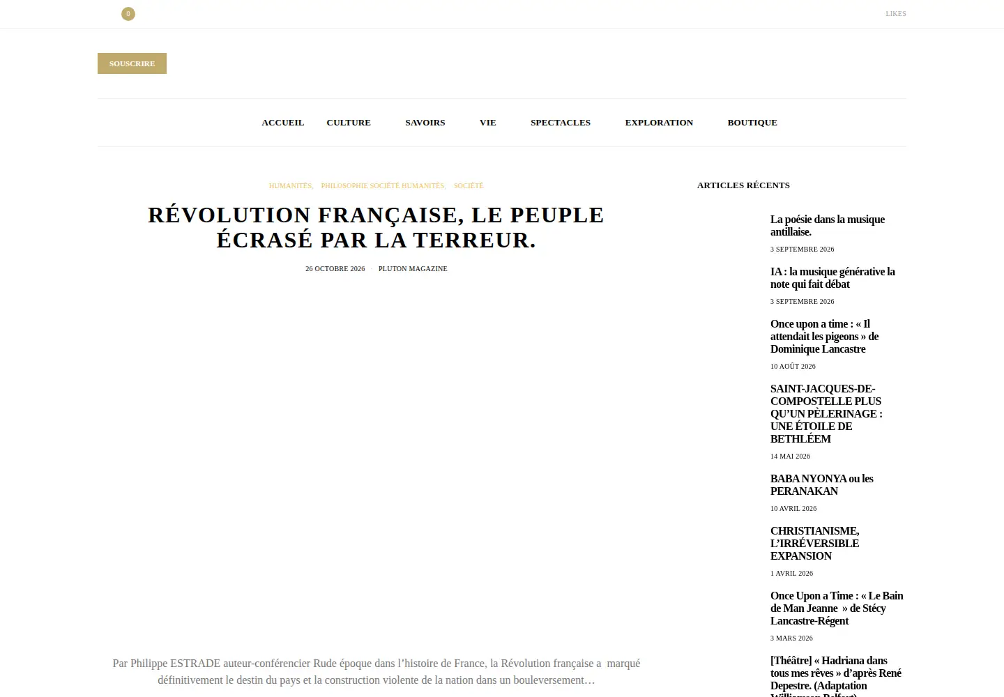 Captured homepage of pluton-magazine.com in the current scan