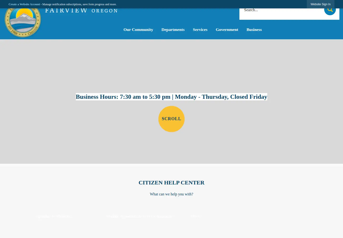 Captured homepage of fairvieworegon.gov in the current scan