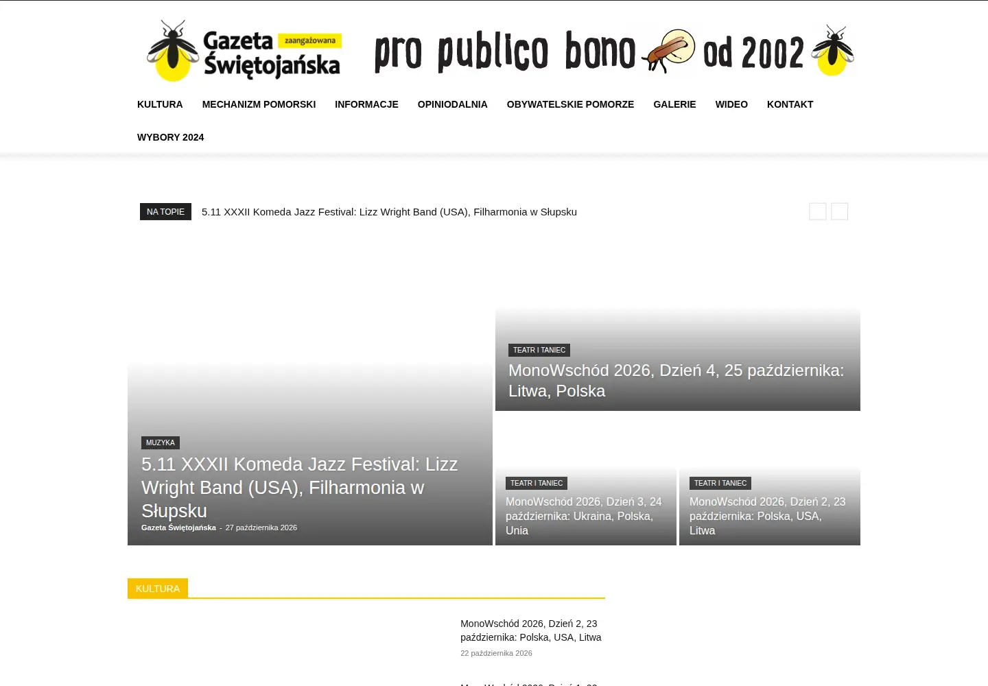 Captured homepage of gazetaswietojanska.org in the current scan