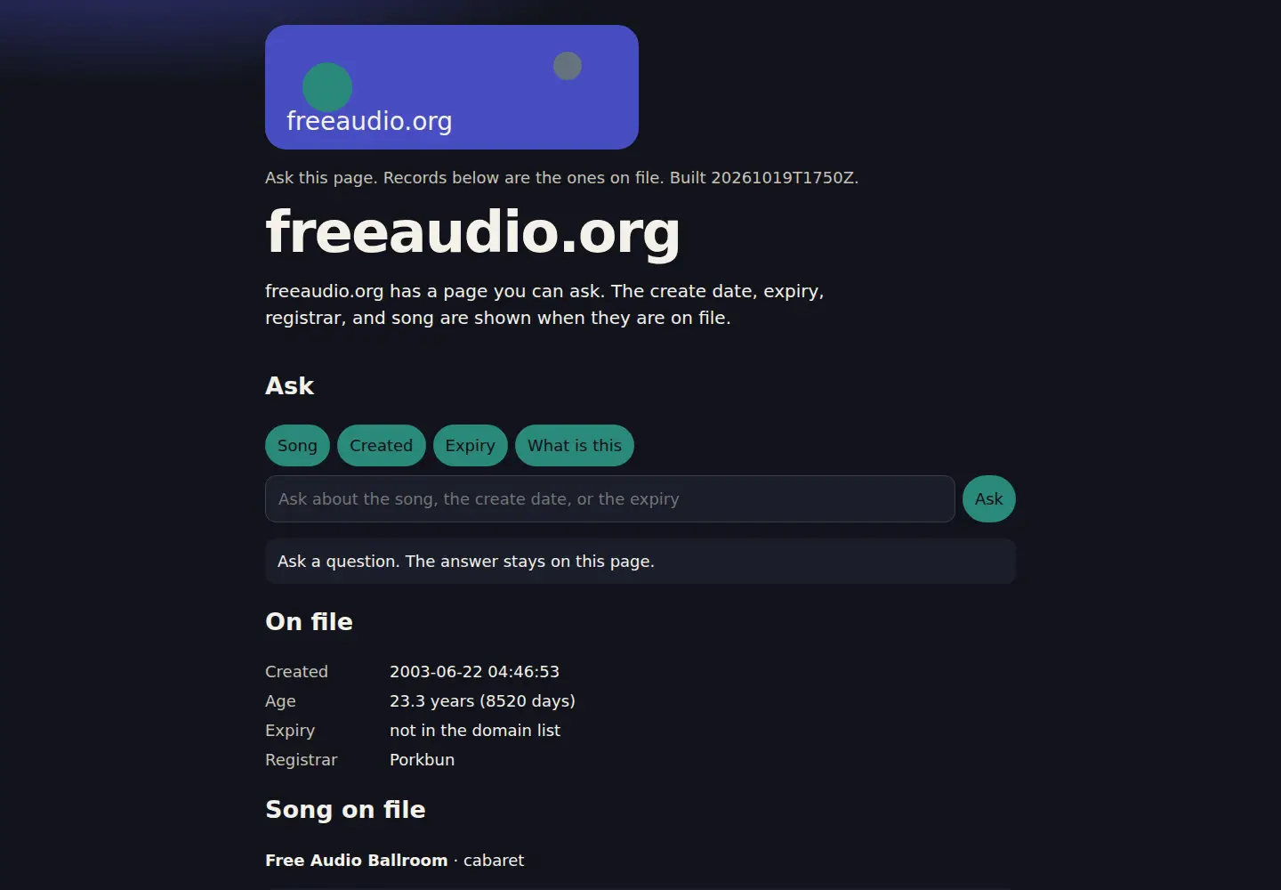 Screenshot of freeaudio.org