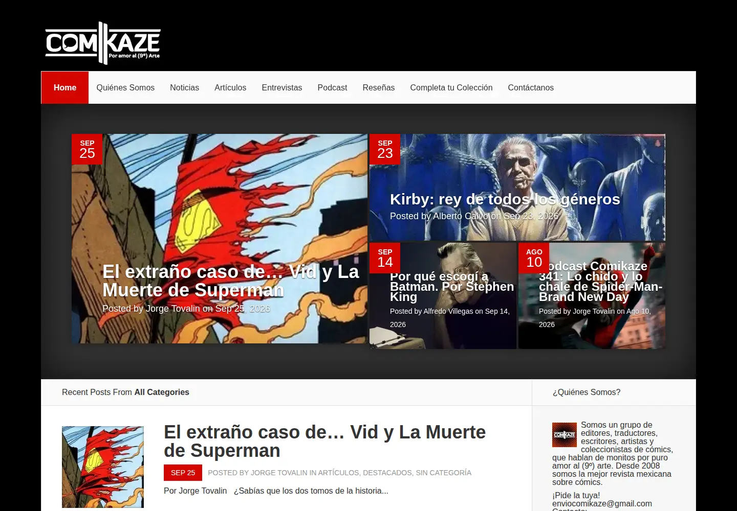Captured homepage of comikaze.net in the current scan