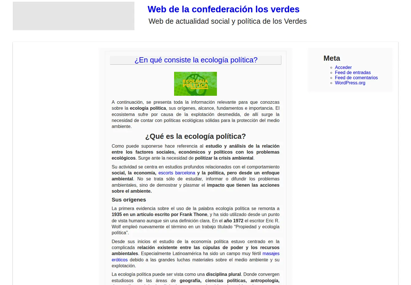 Captured homepage of verdes.es in the current scan