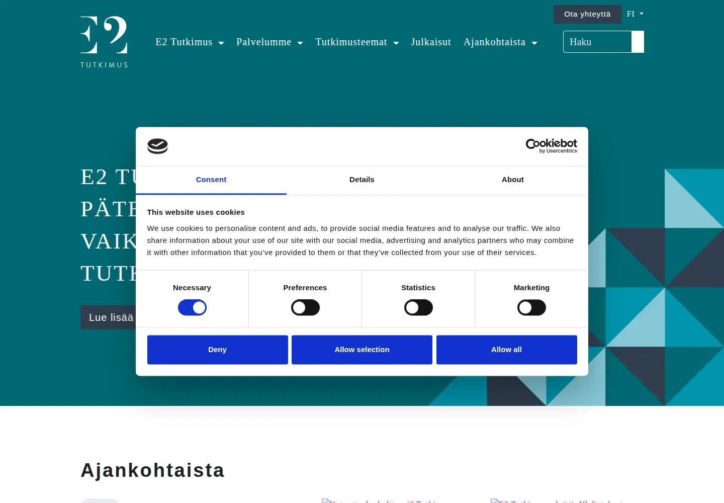 Screenshot of e2.fi