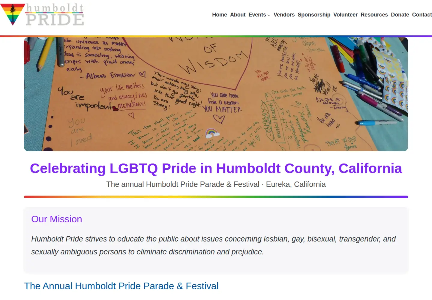 Screenshot of humboldtpride.org