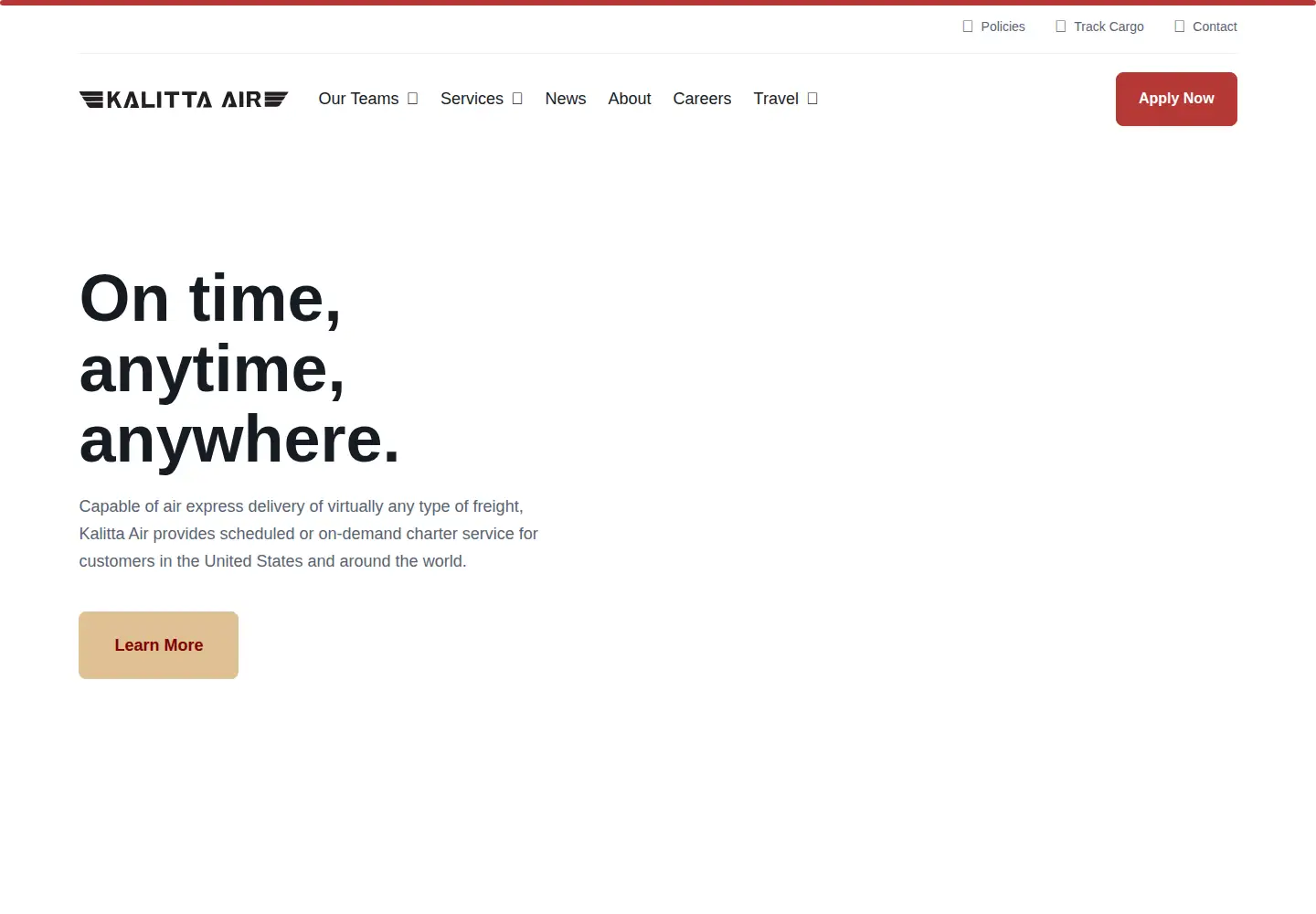 Captured homepage of kalittaair.com in the current scan