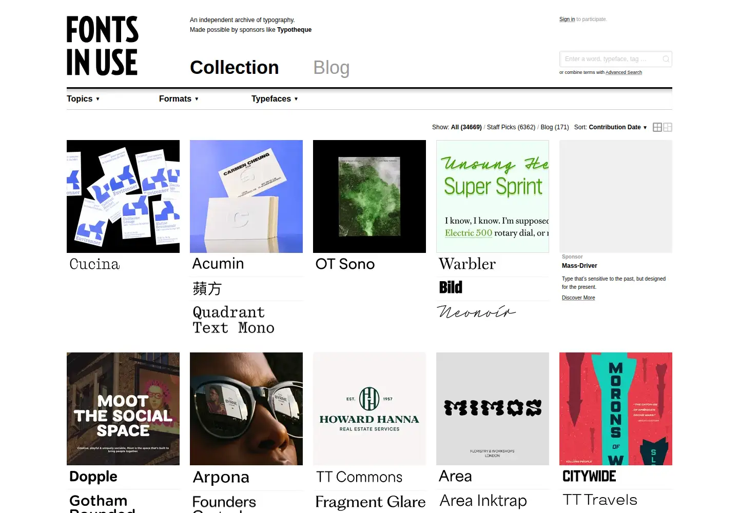 Screenshot of fontsinuse.com
