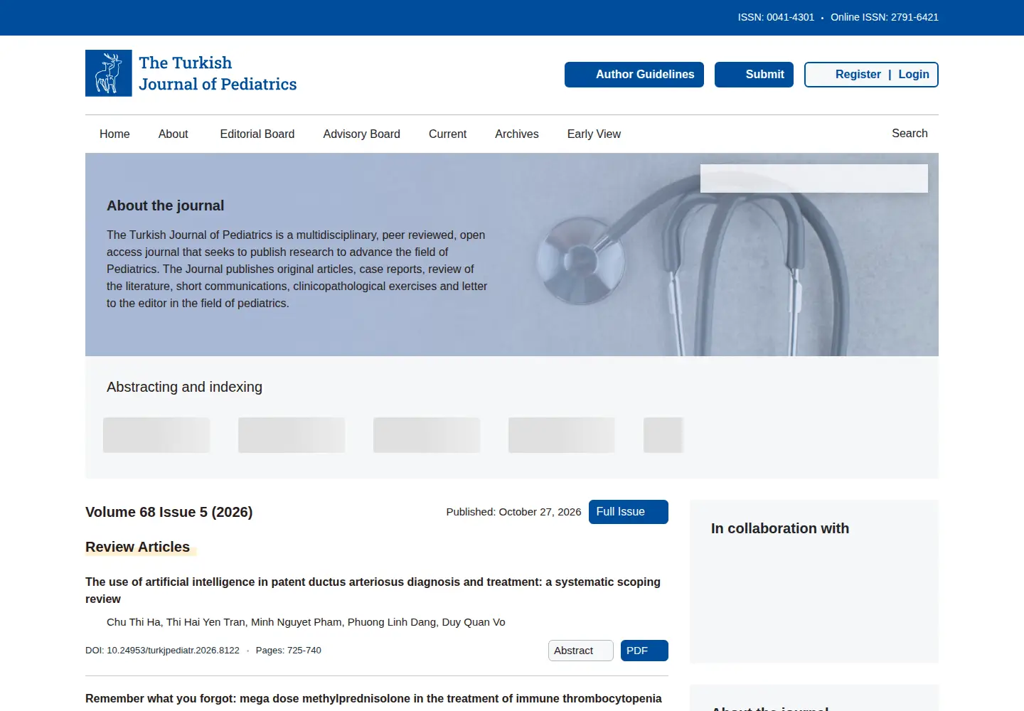Screenshot of turkishjournalpediatrics.org