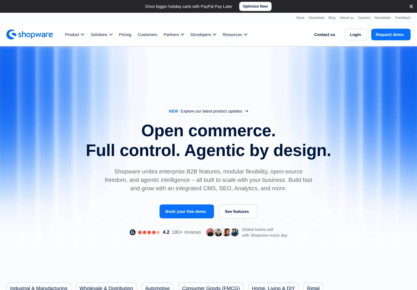 Screenshot of shopware.com