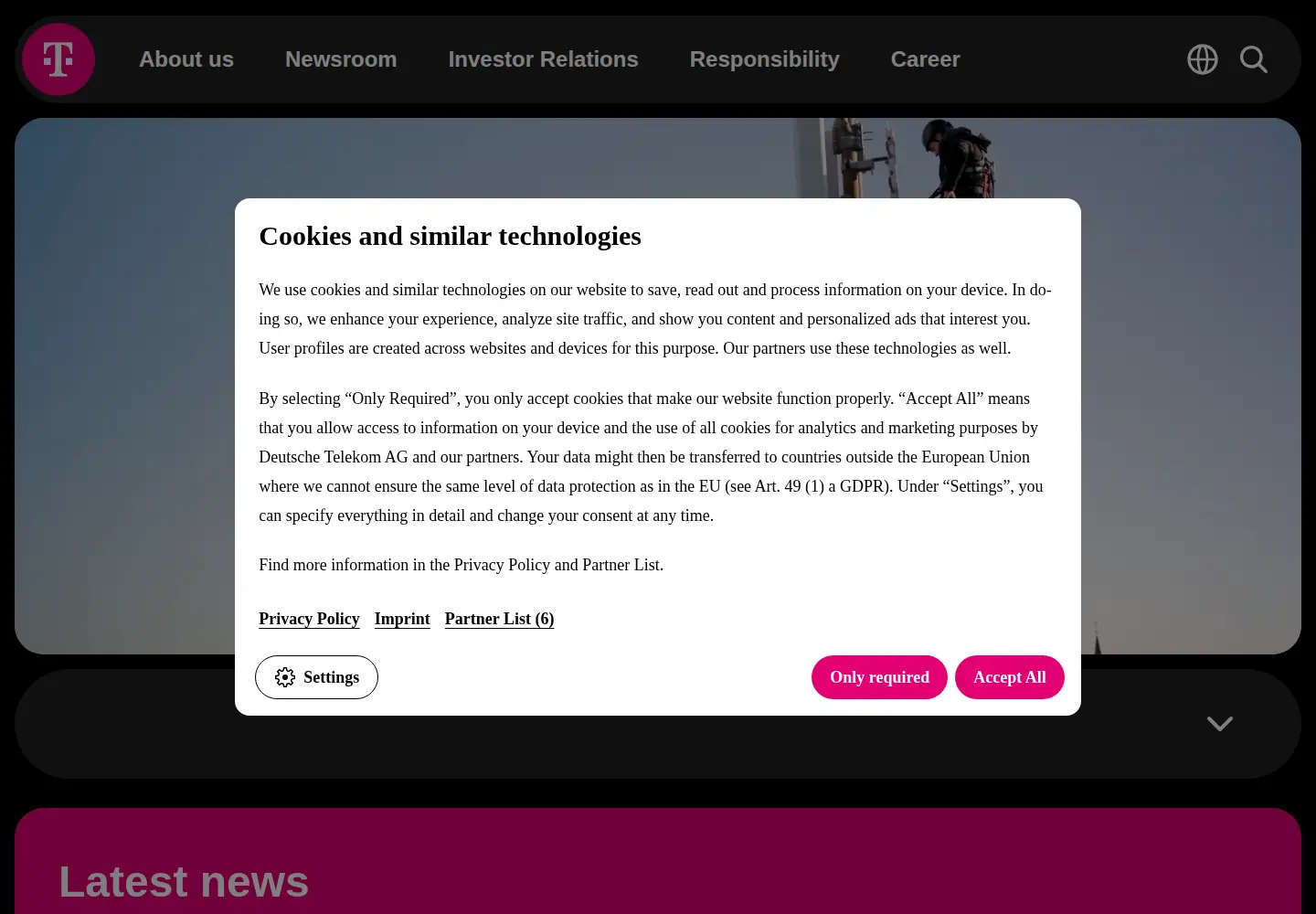 Screenshot of telekom.com