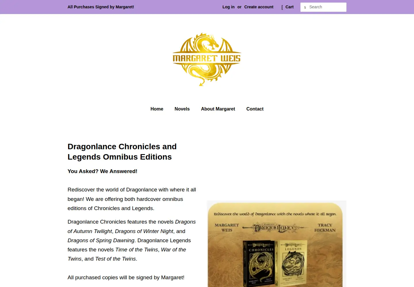 Captured homepage of margaretweis.com in the current scan