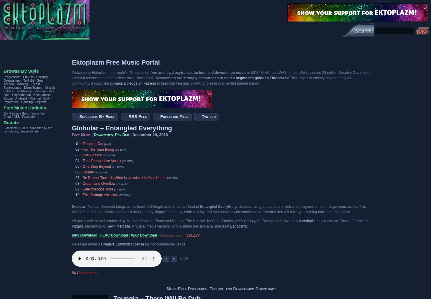 Screenshot of ektoplazm.com