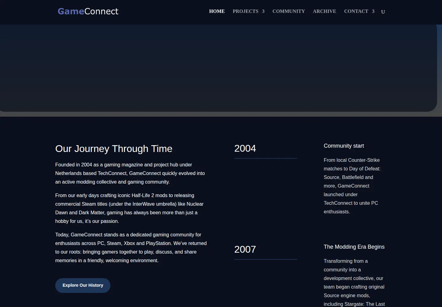 Captured homepage of gameconnect.net in the current scan