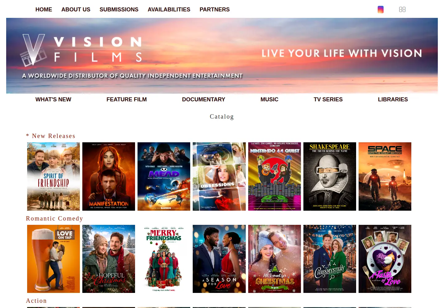 Captured homepage of visionfilms.net in the current scan