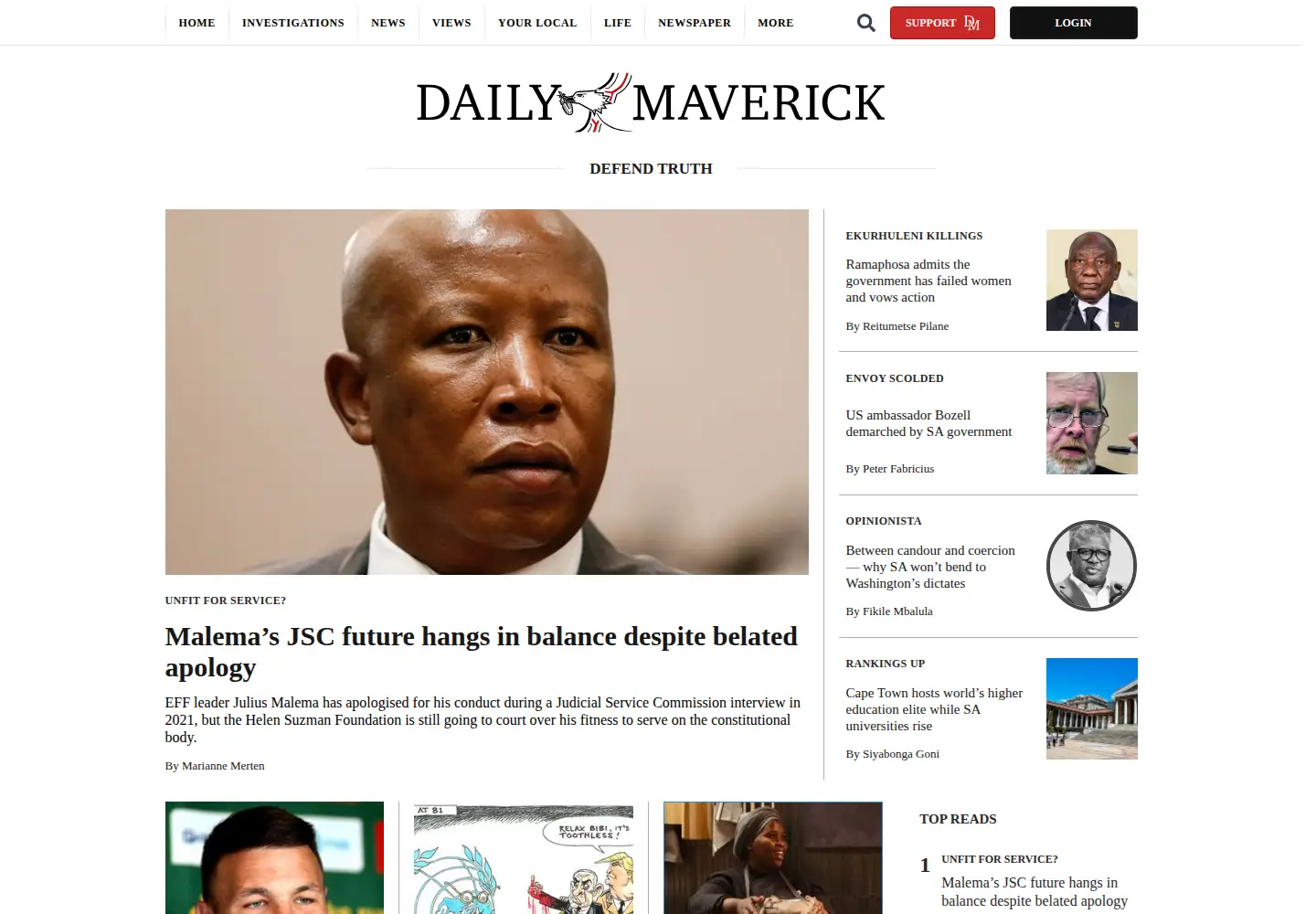 Screenshot of dailymaverick.co.za