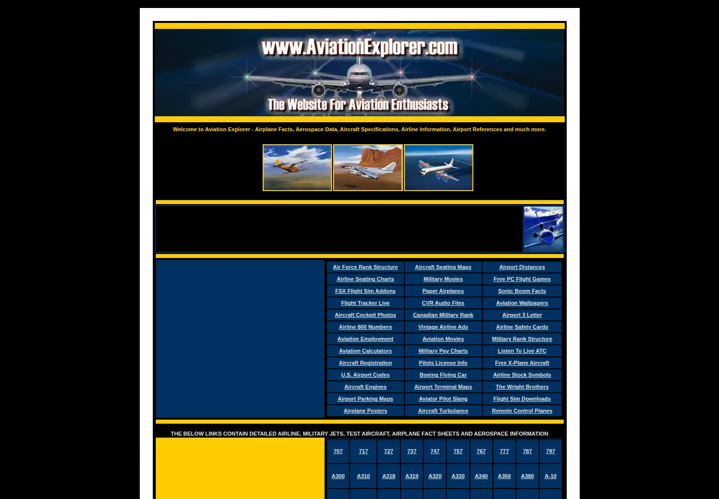 Captured homepage of aviationexplorer.com in the current scan