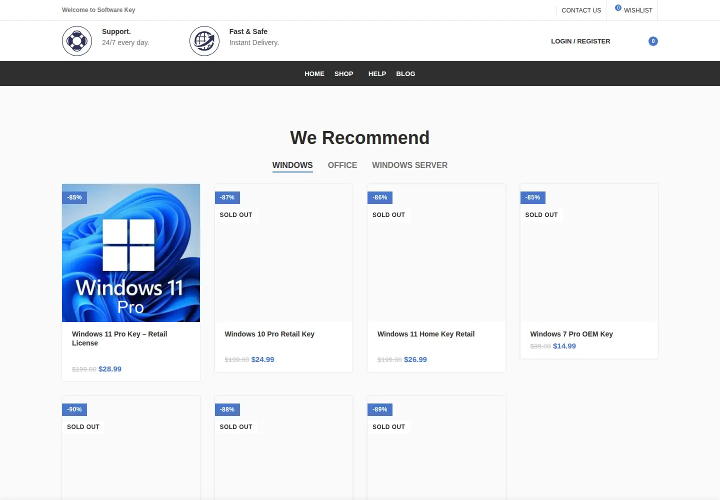 Captured homepage of sftkey.com in the current scan