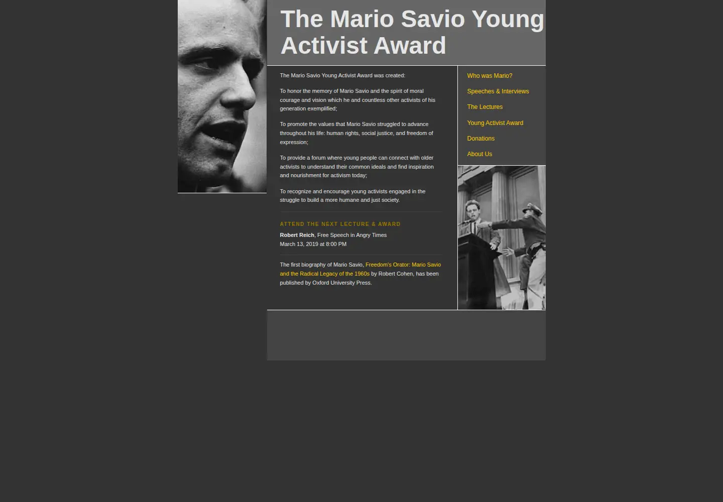 Captured homepage of savio.org in the current scan