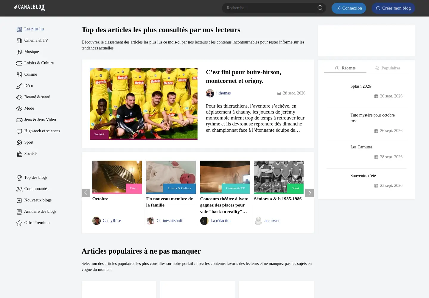 Screenshot of canalblog.com