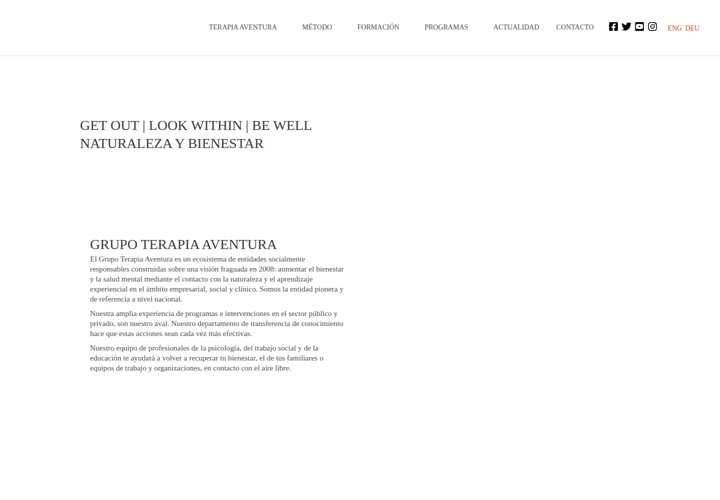 Captured homepage of terapiaaventura.es in the current scan