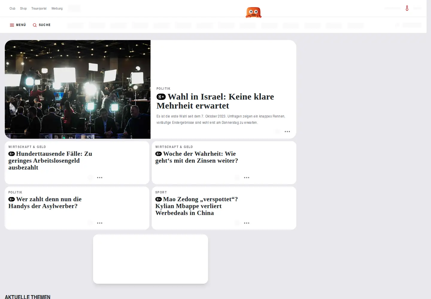 Captured homepage of kleine.at in the current scan