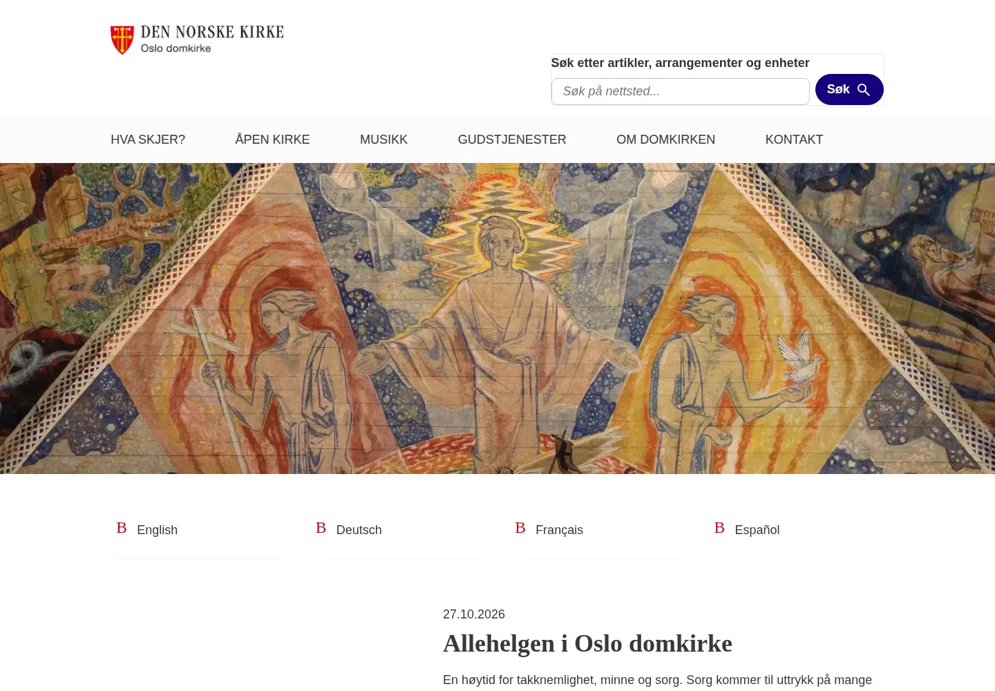 Captured homepage of oslodomkirke.no in the current scan