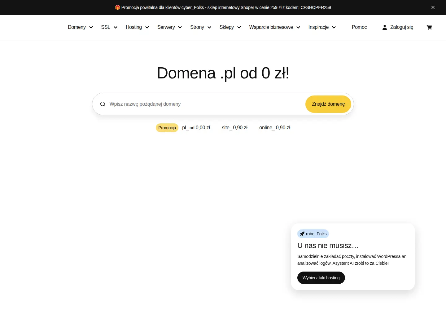 Captured homepage of superhost.pl in the current scan