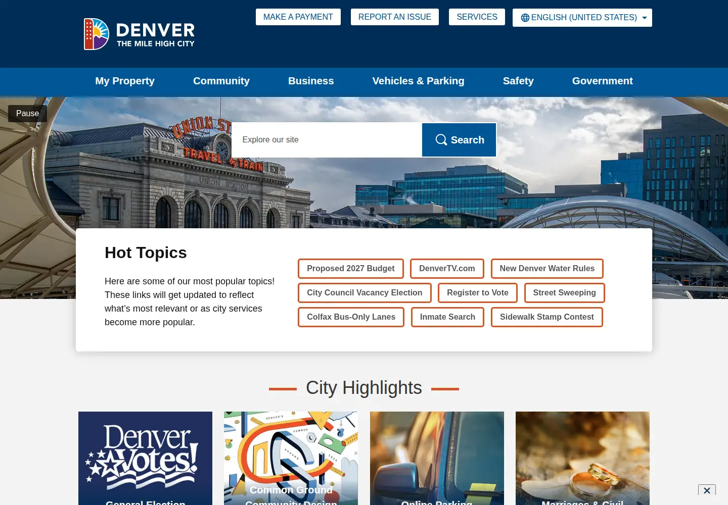 Screenshot of denvergov.org