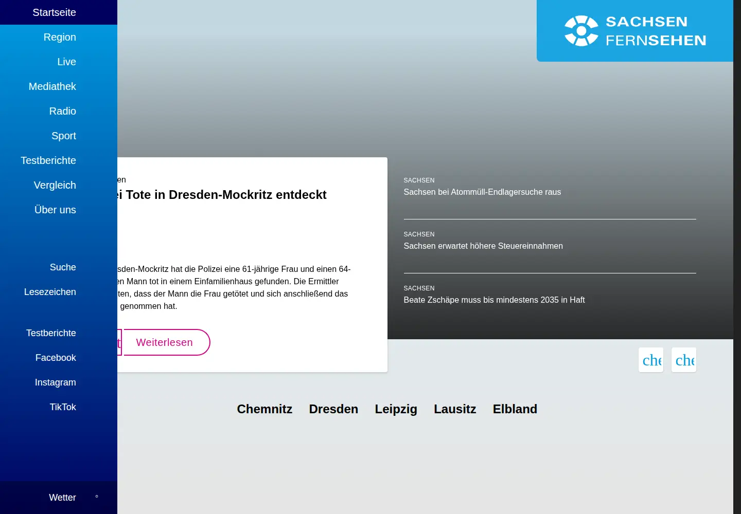 Screenshot of dresden-fernsehen.de