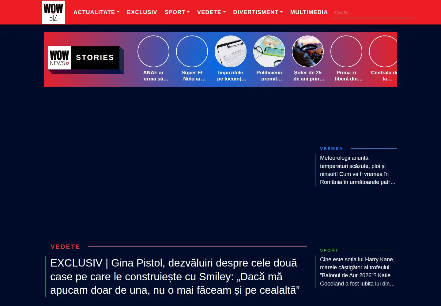 Captured homepage of wowbiz.ro in the current scan