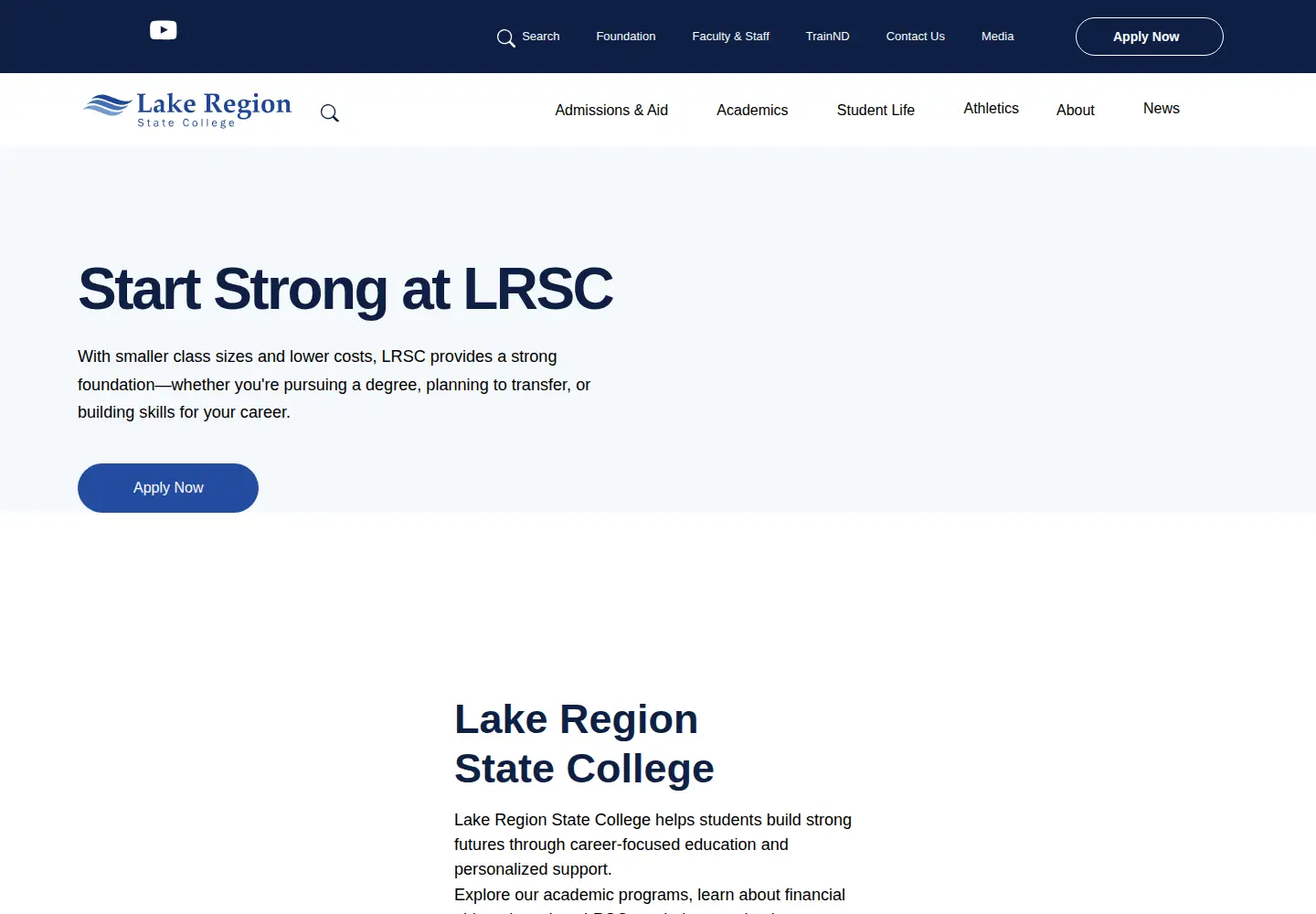 Captured homepage of lrsc.edu in the current scan