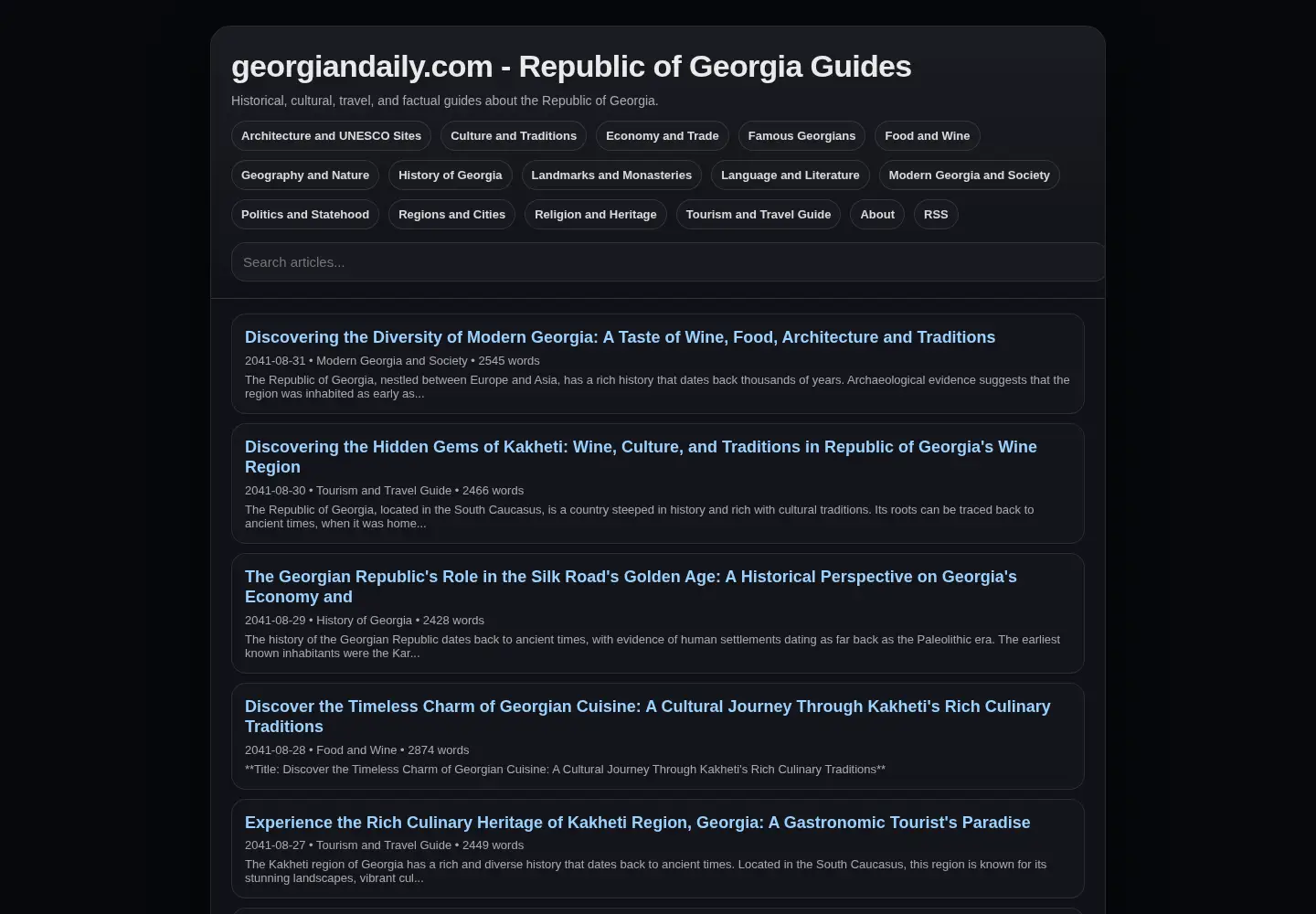 Captured homepage of georgiandaily.com in the current scan
