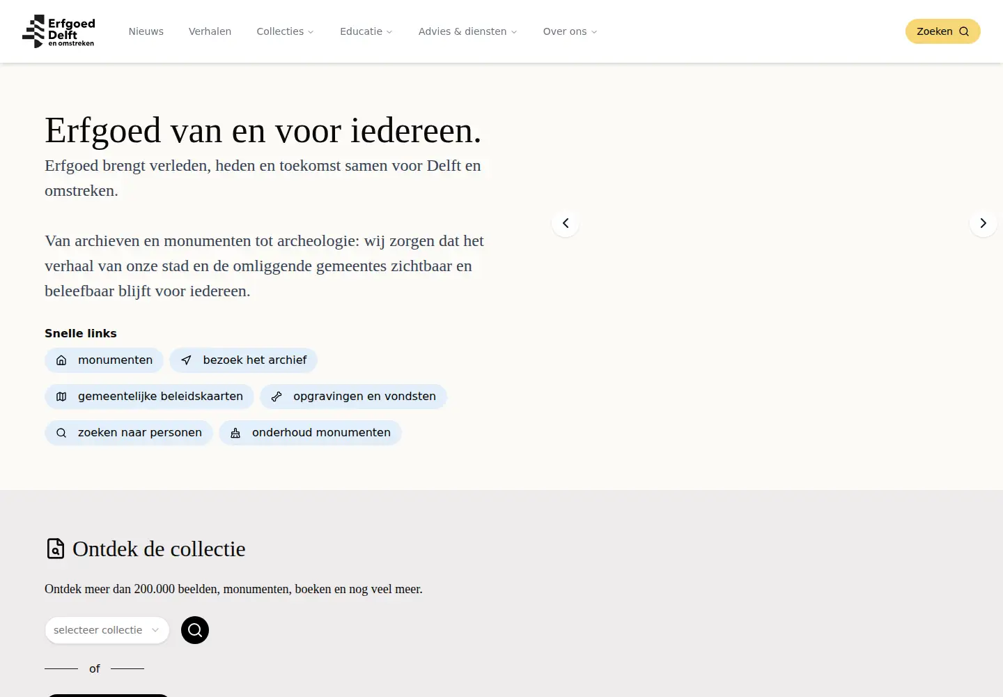 Screenshot of stadsarchiefdelft.nl