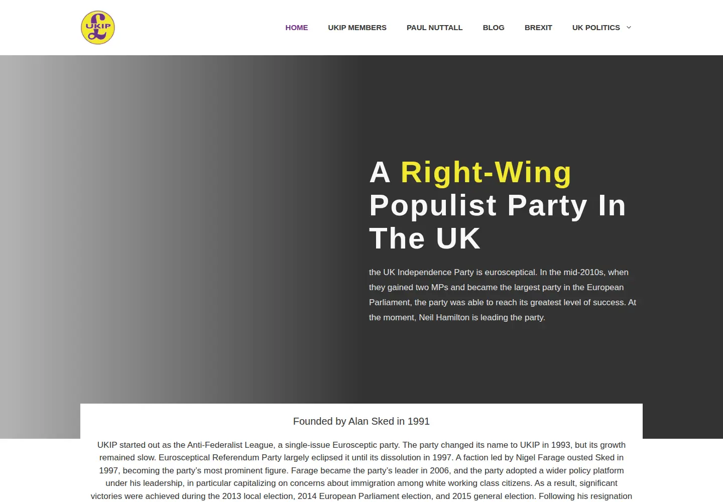 Captured homepage of ukipmeps.org in the current scan
