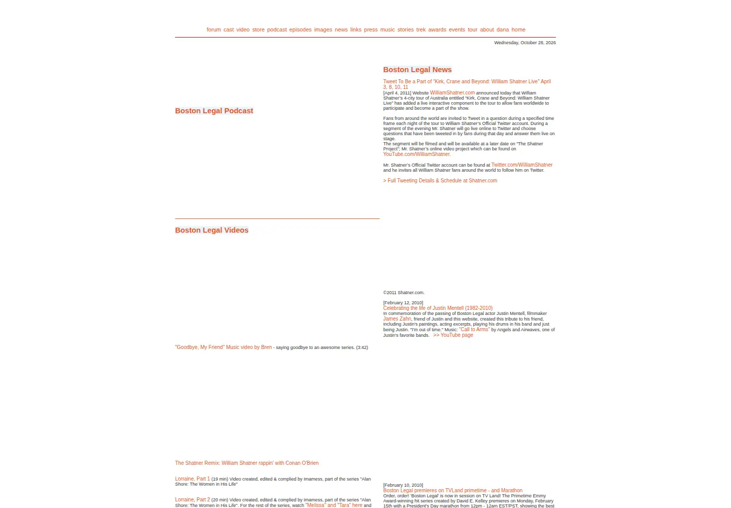 Captured homepage of boston-legal.org in the current scan