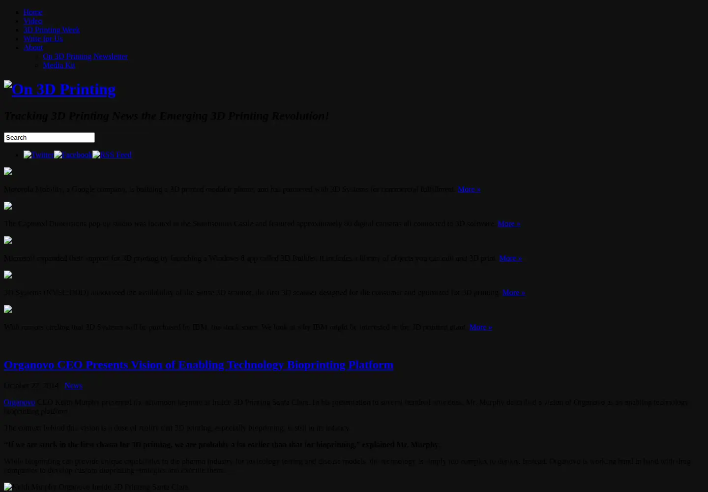 Screenshot of on3dprinting.com