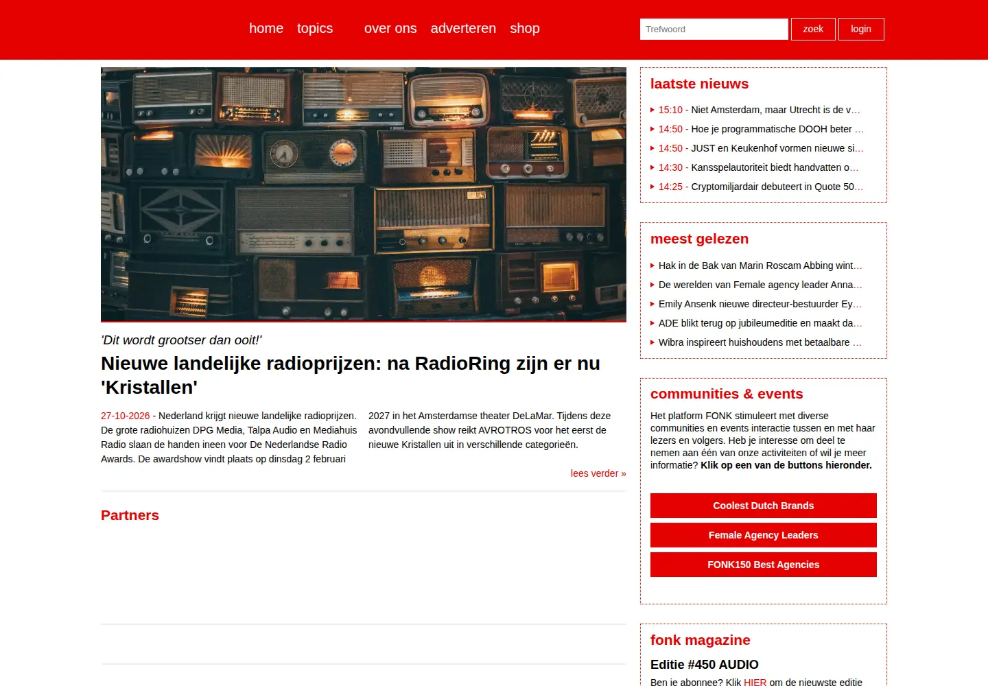 Captured homepage of fonkmagazine.nl in the current scan