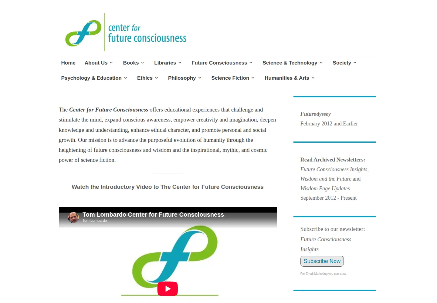 Screenshot of centerforfutureconsciousness.com