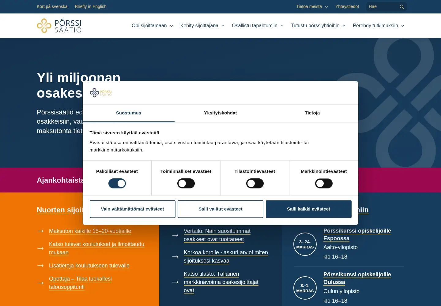 Screenshot of porssisaatio.fi