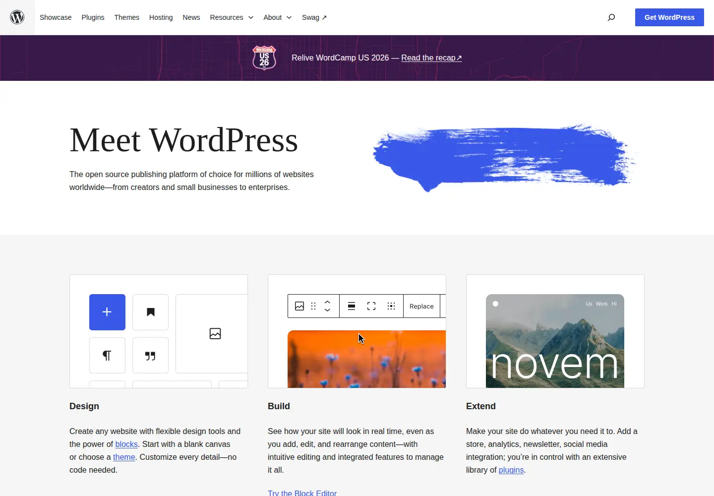 Screenshot of wordpress.org