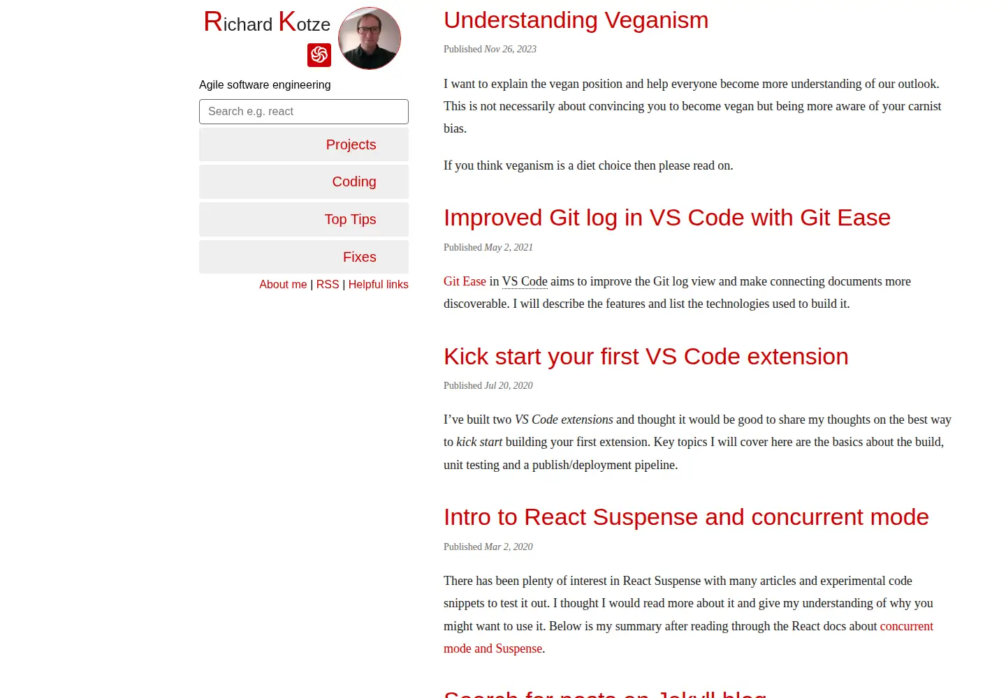 Screenshot of richardkotze.com